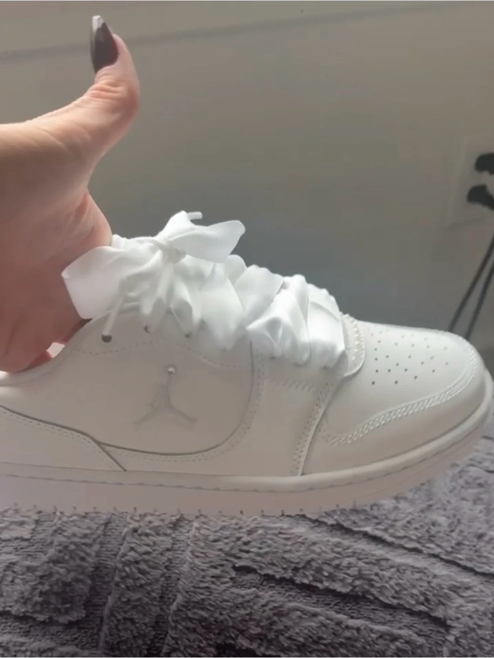 Jordan Women's Bridal White Low-Top Satin Ribbon Sneaker